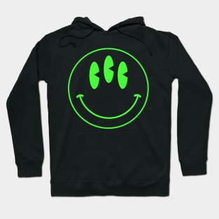 Trippy 90s acid house three eyed green smiley face Hoodie